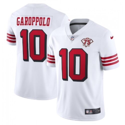 6861a89db5f96_1 Men's San Francisco 49ers #10 Jimmy Garoppolo 2021 White 2nd 75th Anniversary 2nd Alternate Vapor Untouchable Limited Stitched NFL Jersey