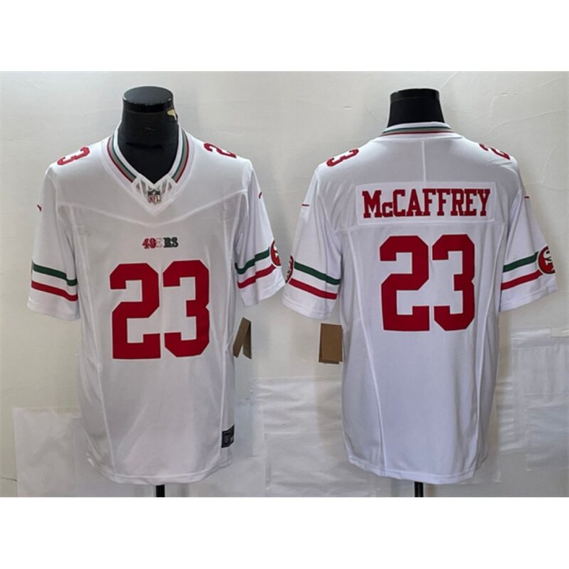 6861a8a6c6b6d_1 Men's San Francisco 49ers #23 Christian McCaffrey White 2023 F.U.S.E. Vapor Untouchable Limited Stitched Football Jersey