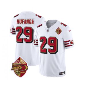 6861a8bf74d4b_1 Men's San Francisco 49ers #29 Talanoa Hufanga White 2023 F.U.S.E. 50th Patch Throwback Stitched Football Jersey