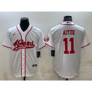 6861a8cb4f42f_1 Men's San Francisco 49ers #11 Brandon Aiyuk White With Patch Cool Base Stitched Baseball Jersey