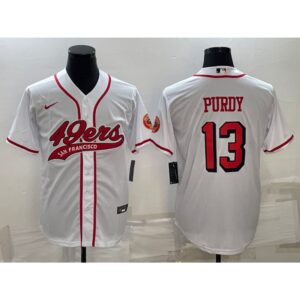 6861a8ce5d740_1 Men's San Francisco 49ers #13 Brock Purdy White With Patch Cool Base Stitched Baseball Jersey