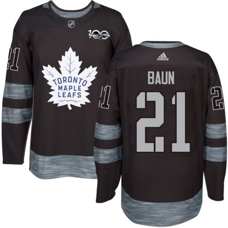 6861a8d620beb_1 Maple Leafs #21 Bobby Baun Black 1917-2017 100th Anniversary Stitched NHL Jersey