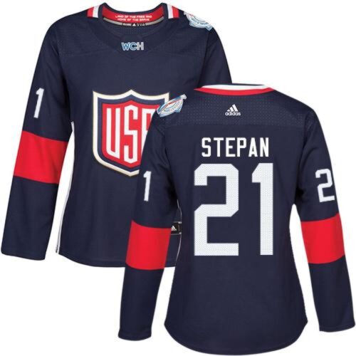 6861a8dff2391_1 Team USA #21 Derek Stepan Navy Blue 2016 World Cup Women's Stitched NHL Jersey