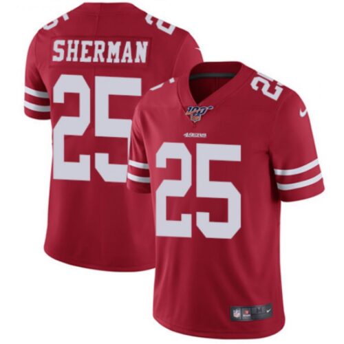6861a93be2d8f_1 Men's San Francisco 49ers #25 Richard Sherman Red 2019 100th season Vapor Untouchable Limited Stitched NFL Jersey