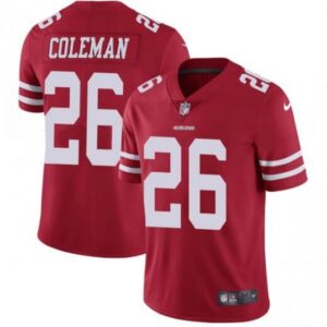 6861a955015c9_1 Men's San Francisco 49ers #26 Tevin Coleman Red Vapor Untouchable Limited Stitched NFL Jersey
