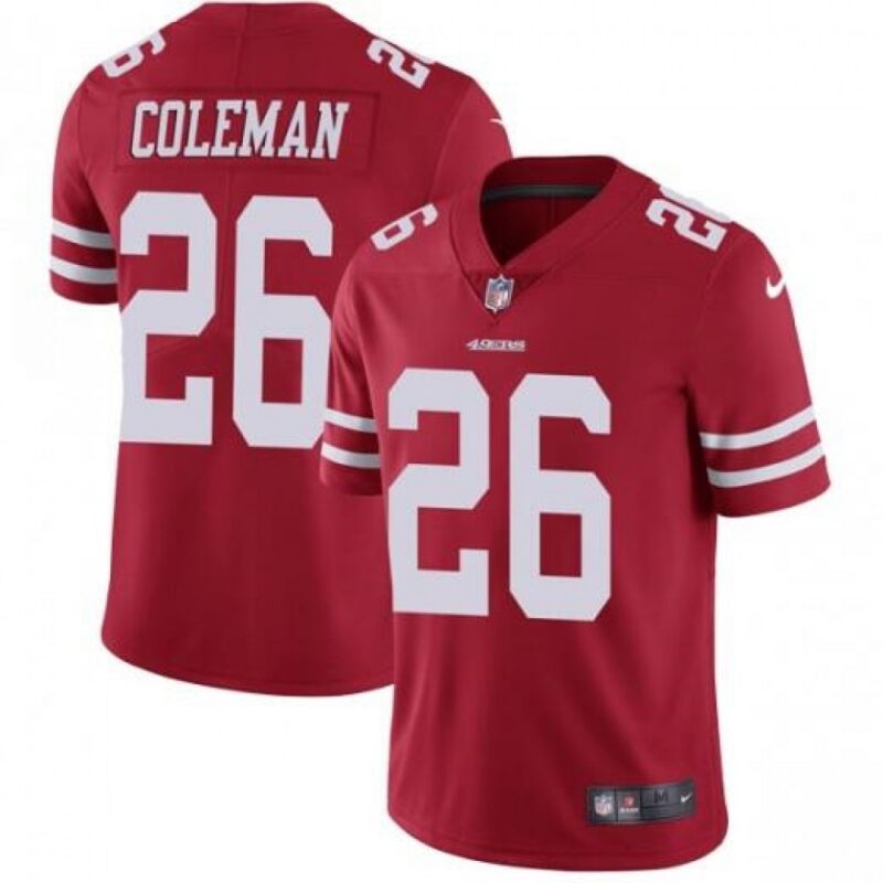6861a955015c9_1 Men's San Francisco 49ers #26 Tevin Coleman Red Vapor Untouchable Limited Stitched NFL Jersey