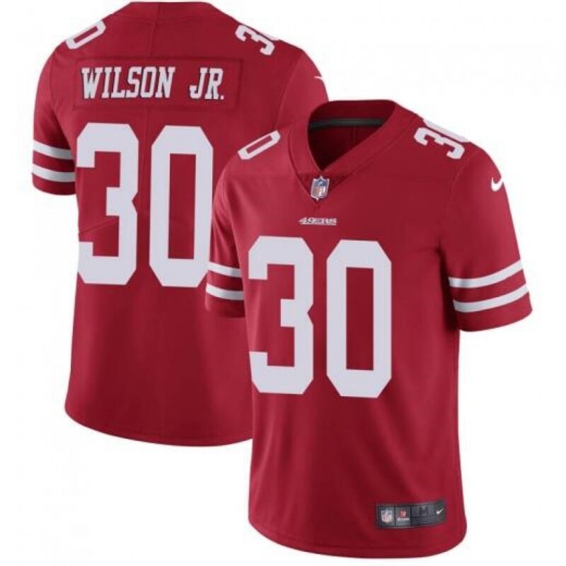 6861a968583fe_1 Men's San Francisco 49ers #30 Jeff Wilson Jr. Red Vapor Untouchable Limited Stitched NFL Jersey