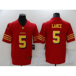 6861a98d96acc_1 Men's San Francisco 49ers #5 Trey Lance Red Gold Vapor Untouchable Limited Stitched Jersey