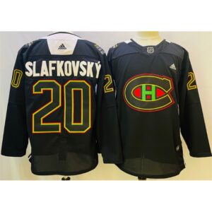 6861a995bc4e5_1 Men's Montreal Canadiens #20 Juraj Slafkovsky 2022 Black Warm Up History Night Stitched Jersey