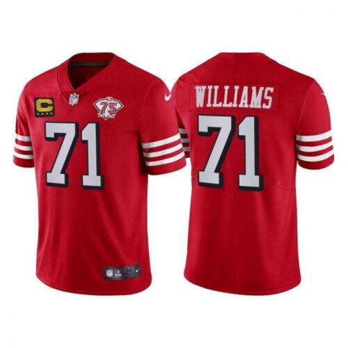 6861a9ccaf407_1 Men's San Francisco 49ers #71 Trent Williams Red 75th Anniversary With C Patch Vapor Untouchable Limited Stitched Football Jersey