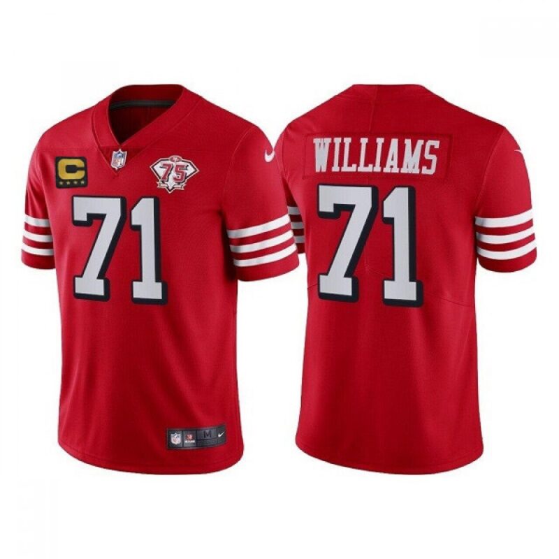 6861a9ccaf407_1 Men's San Francisco 49ers #71 Trent Williams Red 75th Anniversary With C Patch Vapor Untouchable Limited Stitched Football Jersey