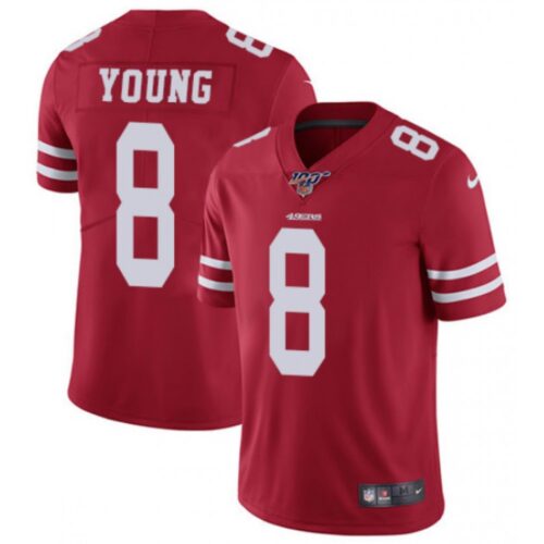 6861a9d8dc182_1 Men's San Francisco 49ers #8 Steve Young Red 2019 100th season Vapor Untouchable Limited Stitched NFL Jersey
