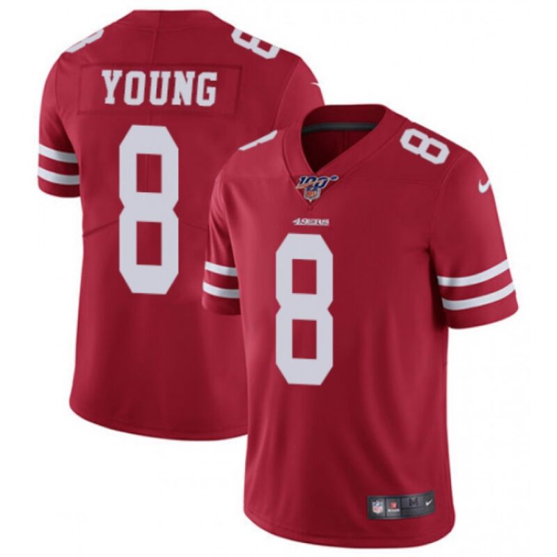 6861a9d8dc182_1 Men's San Francisco 49ers #8 Steve Young Red 2019 100th season Vapor Untouchable Limited Stitched NFL Jersey