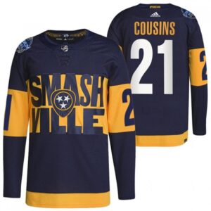 6861a9e194e8b_1 Men's Nashville Predators #21 Nick Cousins 2022 Navy Stadium Series Breakaway Player Stitched Jersey