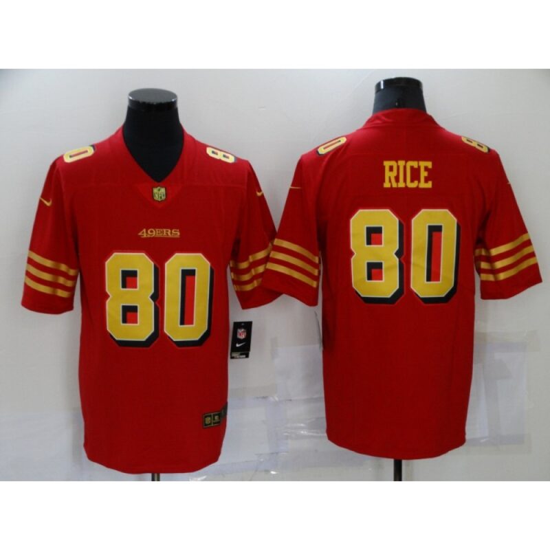 6861a9fb68cb4_1 Men's San Francisco 49ers #80 Jerry Rice Red Gold Vapor Untouchable Limited Stitched Jersey