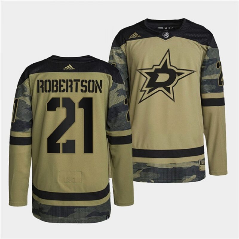 6861aa1b45b81_1 Men's Dallas Stars #21 Jason Robertson 2022 Camo Military Appreciation Night Stitched Jersey