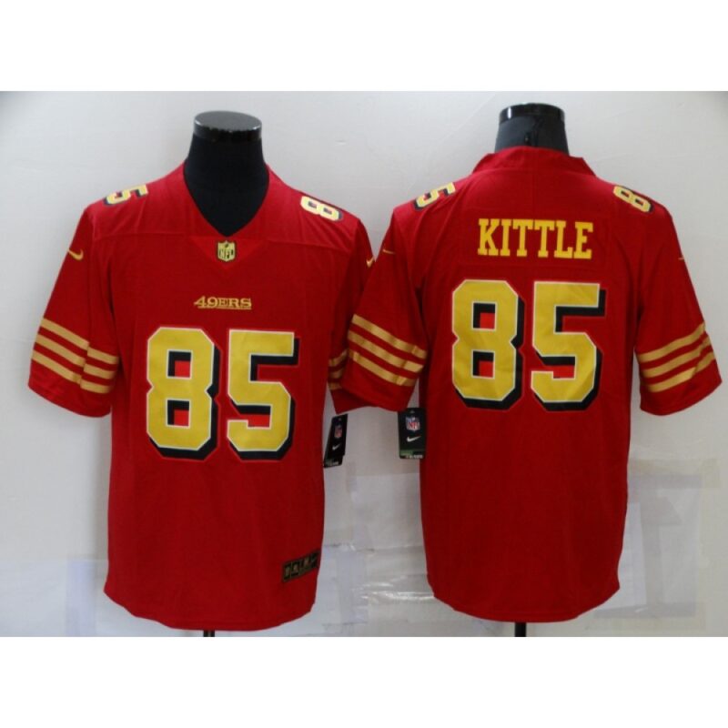 6861aa1d6fb18_1 Men's San Francisco 49ers #85 George Kittle Red Gold Vapor Untouchable Limited Stitched Jersey