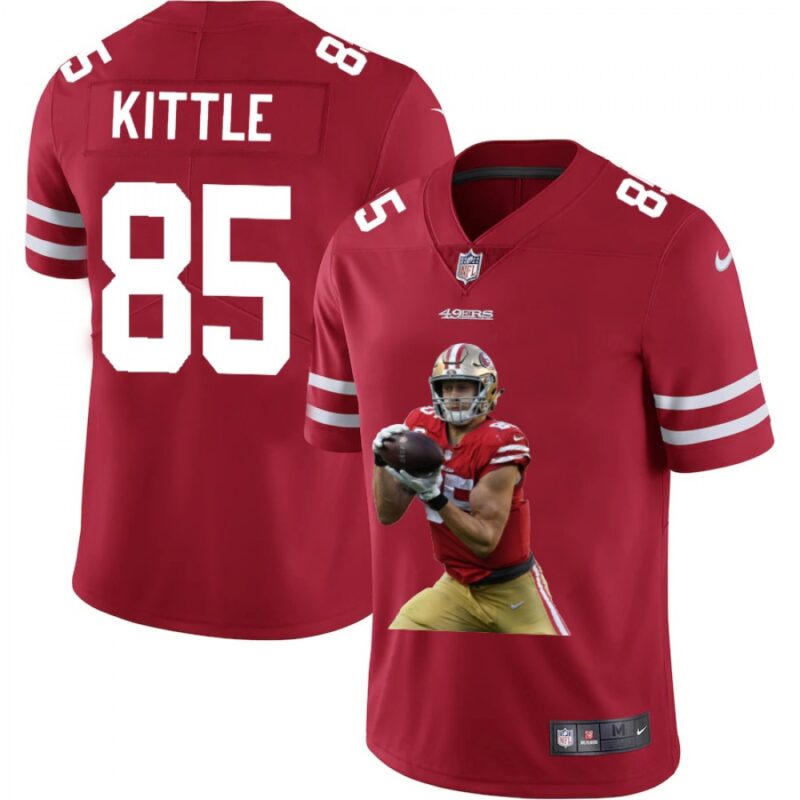 6861aa20730d0_1 Men's San Francisco 49ers #85 George Kittle Red Portrait Edition Limited Stitched Jersey