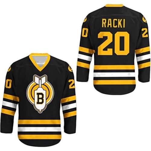 6861aa4517c7e_1 Men's Thunder Bay Bombers #20 Carl Racki Black Stitched Hockey Jersey