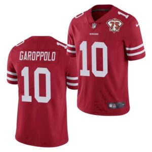 6861aa5242571_1 Men's San Francisco 49ers #10 Jimmy Garoppolo 2021 Red 75th Anniversary Vapor Untouchable Stitched NFL Jersey