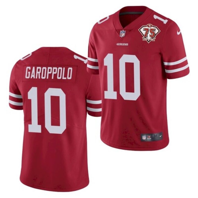 6861aa5242571_1 Men's San Francisco 49ers #10 Jimmy Garoppolo 2021 Red 75th Anniversary Vapor Untouchable Stitched NFL Jersey