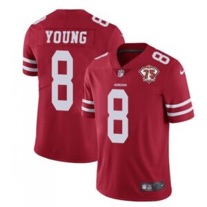 6861aa687b5be_1 Men's San Francisco 49ers #8 Steve Young 2021 Red 75th Anniversary Vapor Untouchable Stitched NFL Jersey
