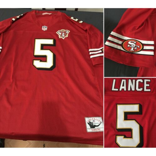 6861aa7f11839_1 Men's San Francisco 49ers #5 Trey Lance Red Throwback with 75th Anniversary Vapor Untouchable Limited Stitched Jersey