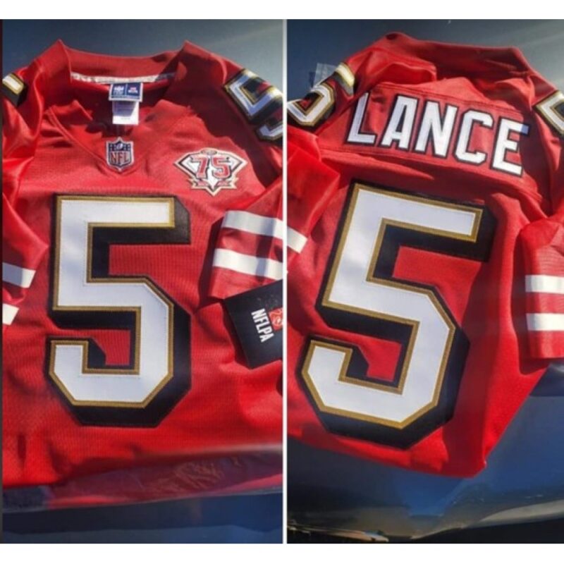 6861aa825670c_1 Men's San Francisco 49ers #5 Trey Lance 2021 75th Anniversary Red Throwback NFL Stitched Jersey