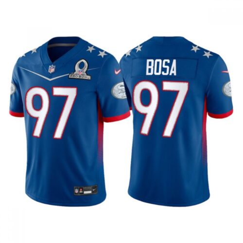 6861aa9213f26_1 Men's San Francisco 49ers #97 Nick Bosa 2022 Royal NFC Pro Bowl Stitched Jersey