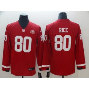 6861aa9bbad43_1 Men's San Francisco 49ers #80 Jerry Rice Scarlet Therma Long Sleeve Stitched NFL Jersey