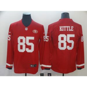 6861aa9ec4dd7_1 Men's San Francisco 49ers #85 George Kittle Scarlet Therma Long Sleeve Stitched NFL Jersey