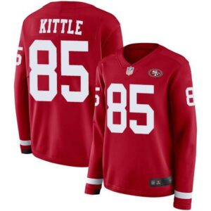 6861aaa2070c0_1 Men's San Francisco 49ers #85 George Kittle Scarlet Therma Long Sleeve Stitched NFL Jersey
