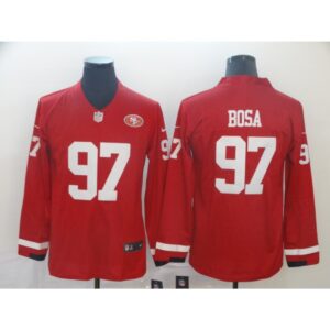 6861aaa521217_1 Men's San Francisco 49ers #97 Nick Bosa Scarlet Therma Long Sleeve Stitched NFL Jersey