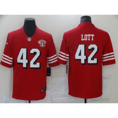 6861aaab62d77_1 Men's San Francisco 49ers #42 Ronnie Lott 2021 Scarlet 75th Anniversary Alternate Vapor Untouchable Limited Stitched Jersey