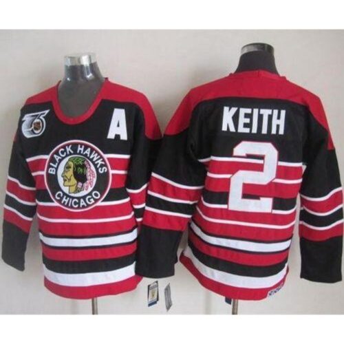 6861aaad4ba68_1 Blackhawks #2 Duncan Keith Red/Black 75TH CCM Stitched NHL Jersey