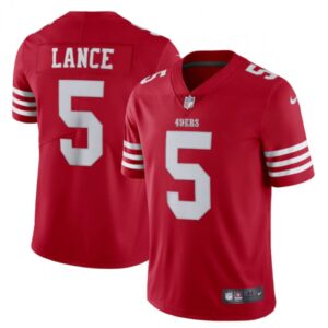 6861aaae9866b_1 Men's San Francisco 49ers #5 Trey Lance 2022 New Scarlet Vapor Untouchable Limited Stitched Football Jersey