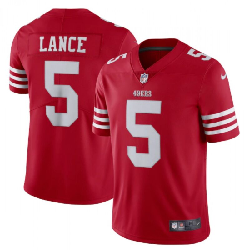 6861aaae9866b_1 Men's San Francisco 49ers #5 Trey Lance 2022 New Scarlet Vapor Untouchable Limited Stitched Football Jersey