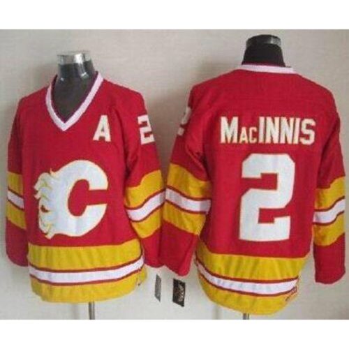 6861aac407811_1 Flames #2 Al MacInnis Red CCM Throwback Stitched NHL Jersey