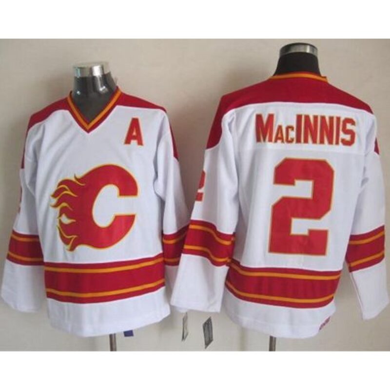 6861aac752741_1 Flames #2 Al MacInnis White CCM Throwback Stitched NHL Jersey