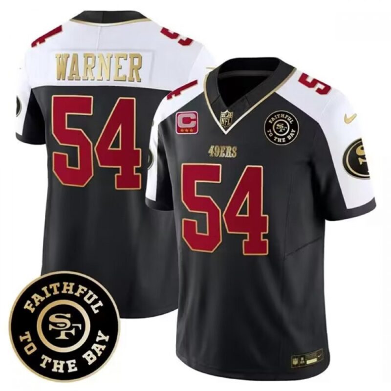 6861aace958fc_1 Men's San Francisco 49ers #54 Fred Warner White balck 2023 F.U.S.E. With 3-Star C Patch and Faithful To The Bay Patch Stitched Football Jersey