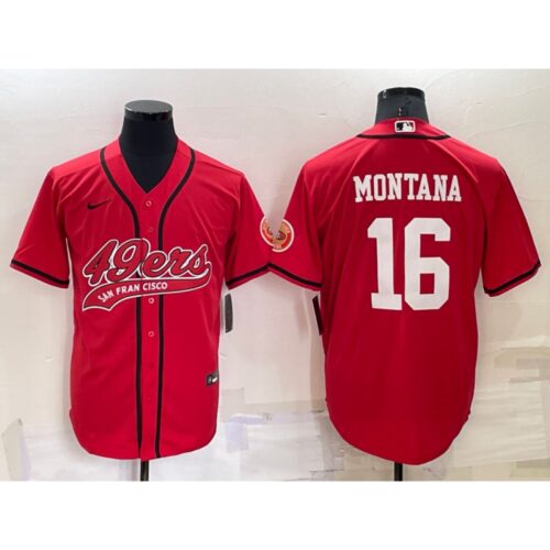 6861aadb06974_1 Men's San Francisco 49ers #16 Joe Montana Red Cool Base Stitched Baseball Jersey