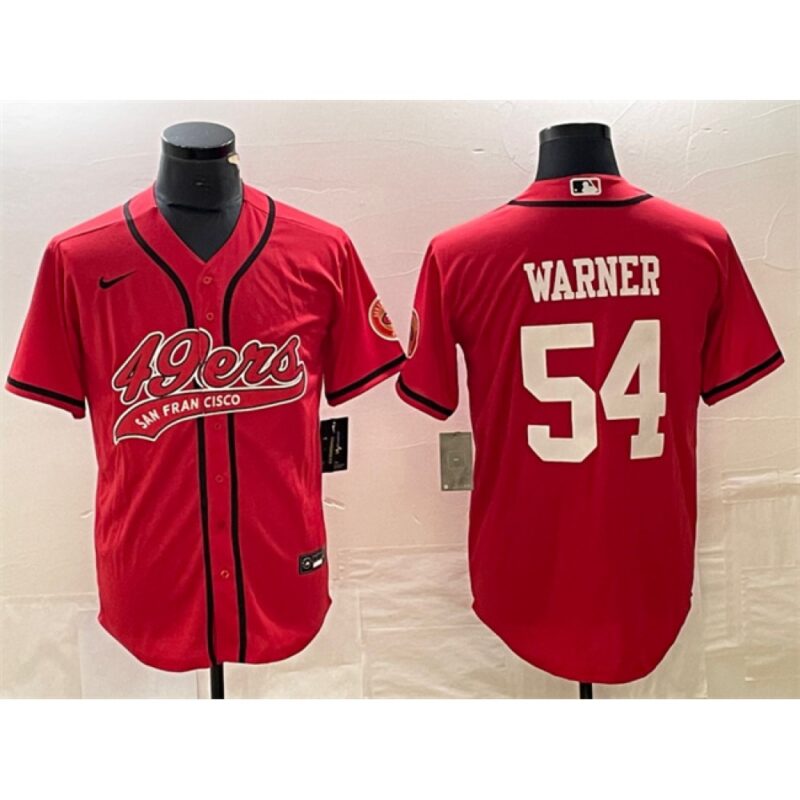 6861aaf8d542e_1 Men's San Francisco 49ers #54 Fred Warner Red Cool Base Stitched Baseball Jersey
