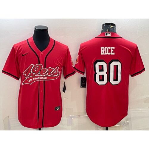 6861ab0758727_1 Men's San Francisco 49ers #80 Jerry Rice New Red With Patch Cool Base Stitched Baseball Jersey