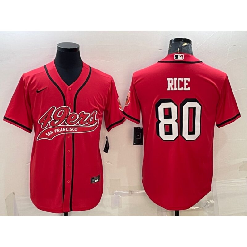 6861ab0758727_1 Men's San Francisco 49ers #80 Jerry Rice New Red With Patch Cool Base Stitched Baseball Jersey