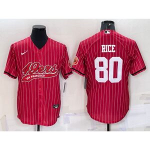 6861ab0a6a39f_1 Men's San Francisco 49ers #80 Jerry Rice Red With Patch Cool Base Stitched Baseball Jersey