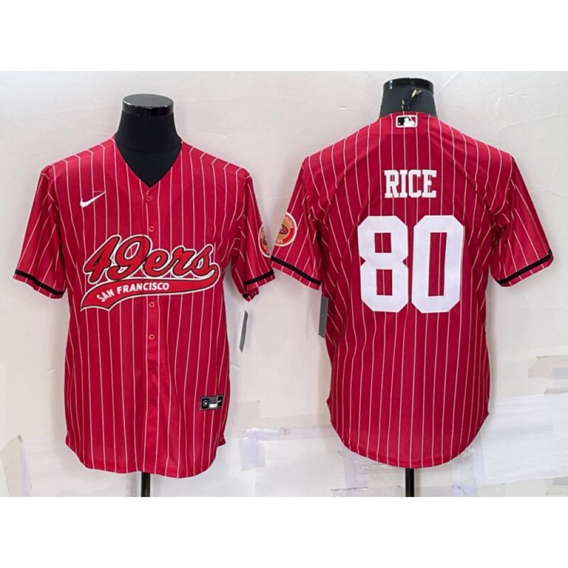 6861ab0a6a39f_1 Men's San Francisco 49ers #80 Jerry Rice Red With Patch Cool Base Stitched Baseball Jersey