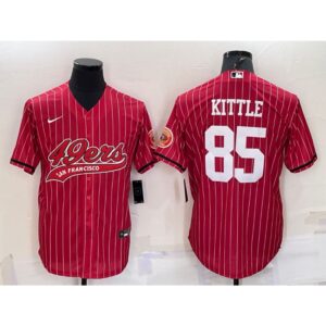 6861ab137a166_1 Men's San Francisco 49ers #85 George Kittle Red With Patch Cool Base Stitched Baseball Jersey
