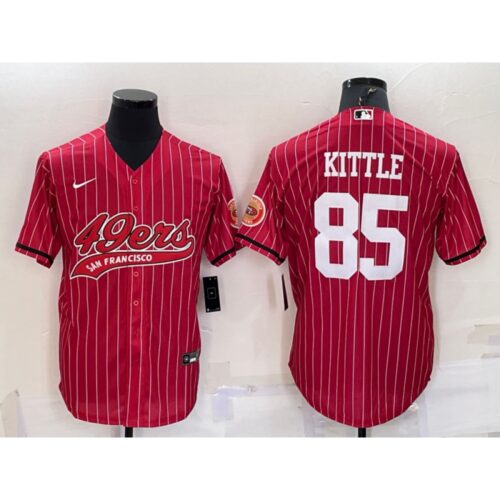 6861ab137a166_1 Men's San Francisco 49ers #85 George Kittle Red With Patch Cool Base Stitched Baseball Jersey