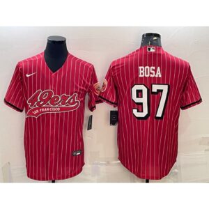 6861ab1965239_1 Men's San Francisco 49ers #97 Nick Bosa Red With Patch Cool Base Stitched Baseball Jersey