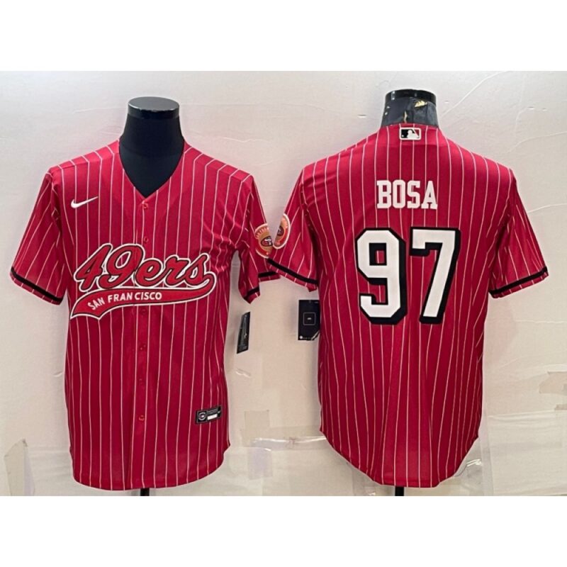 6861ab1965239_1 Men's San Francisco 49ers #97 Nick Bosa Red With Patch Cool Base Stitched Baseball Jersey